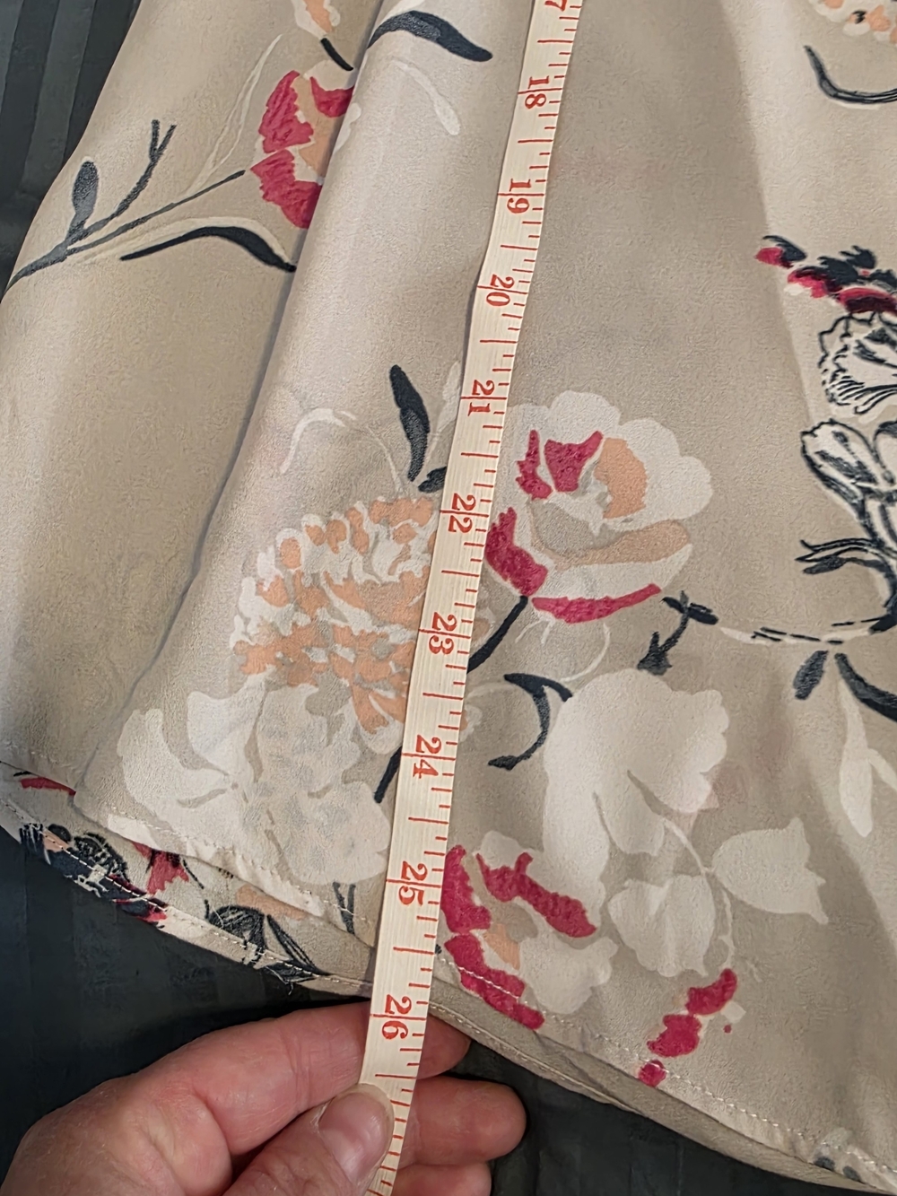 Penningtons Taupe Floral Off-Shoulder Peasant Blouse with Pink Accents - Picture 5 of 6
